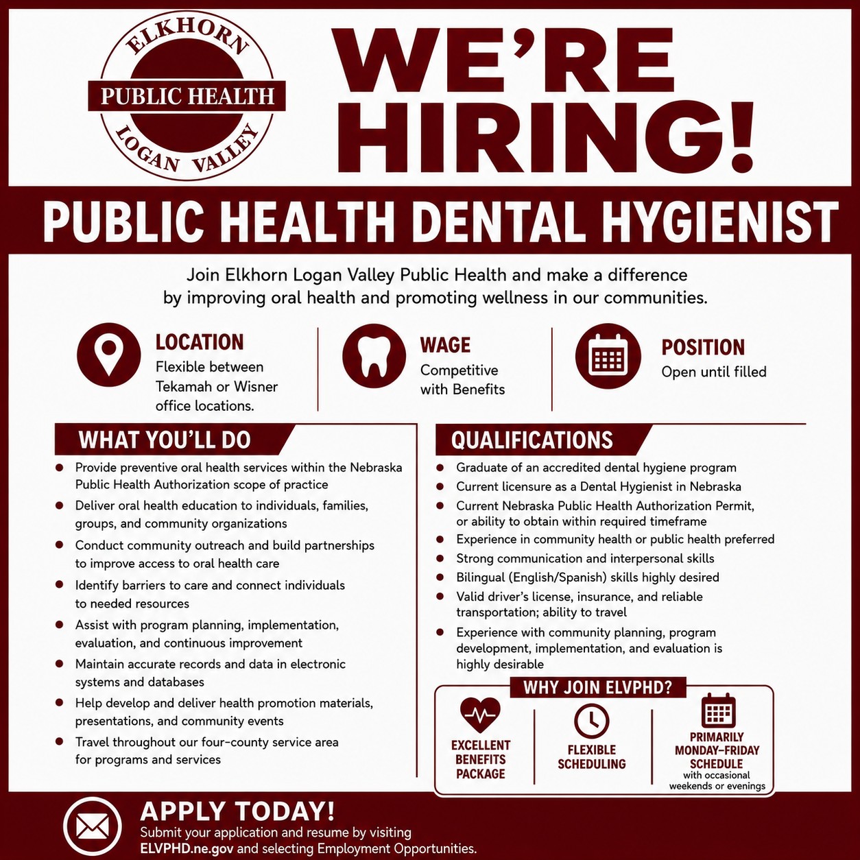 Public Health Dental Hygienist Job Posting